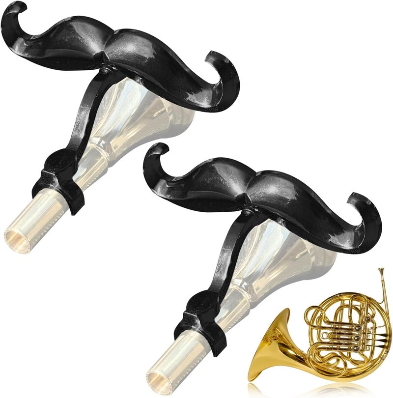Samorillo [2 Pack] Clip-On Mustache For French Horns - Includes Protective Case - Made To Fit All French Horn Mouthpieces - Perfect Accessory For Young Musicians - Image 1